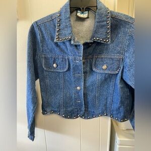 Cheyenne outfitters Small Western denim jacket with studs button up short $69